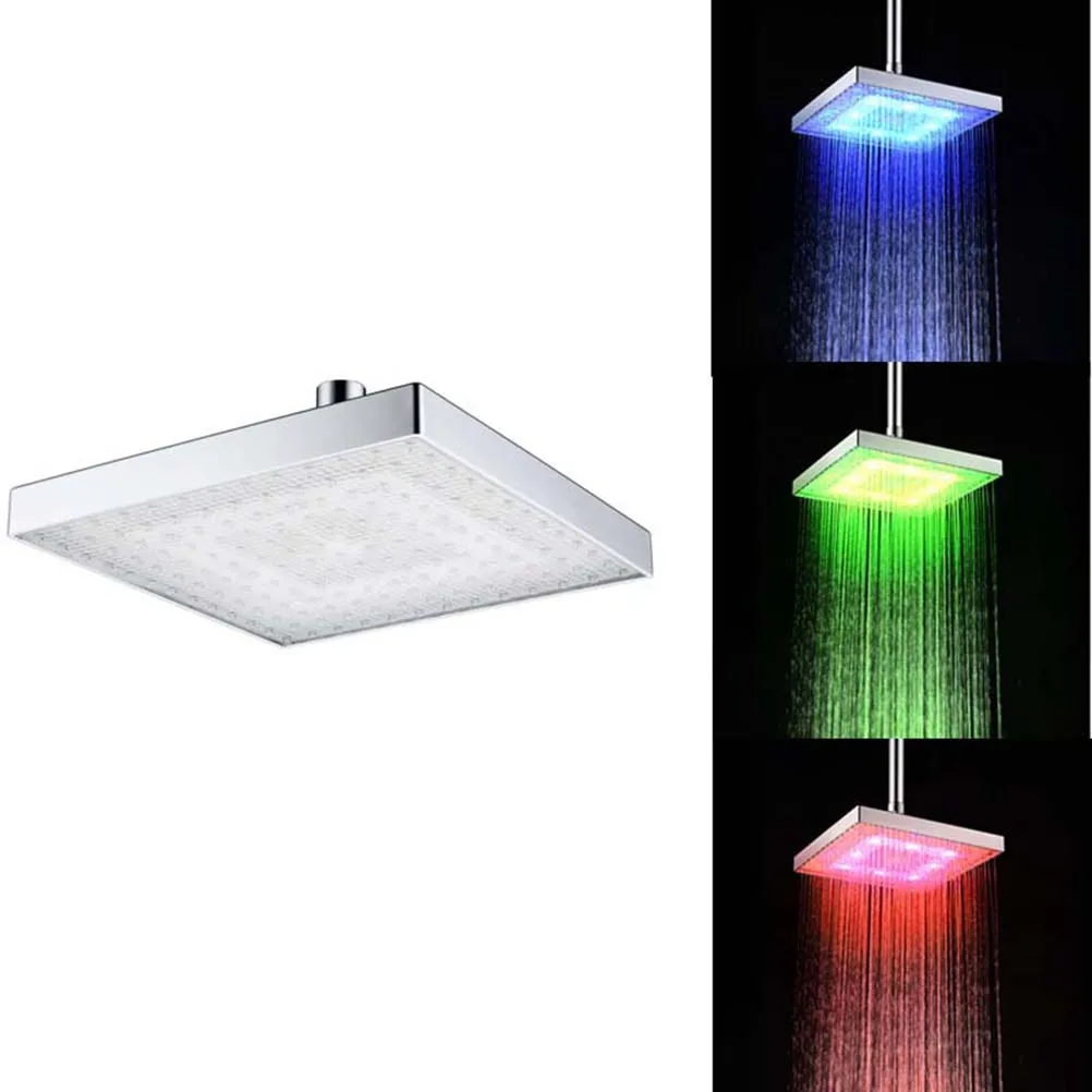 

Bathroom 8-inch Color Changing Temperature Control LED Rainfall Shower Head Over-head Shower Spray Waterfall Full Body Coverage