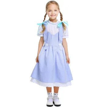 

Primary Kid Girls Child One Piece Dress Wizard Of Oz Dorothy Peasant Costume Child Group Cosplay Clothing For Little Girls 4-11T