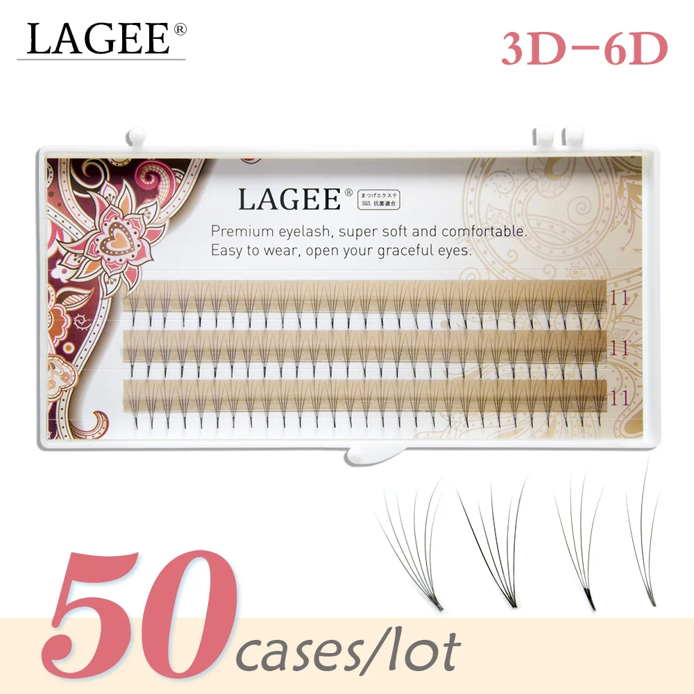 

LAGEE 50 cases Eyelash Extensions 3D-6D Premade Volume fans soft and natural 0.07C Russian volume False eyelashes Wholesale