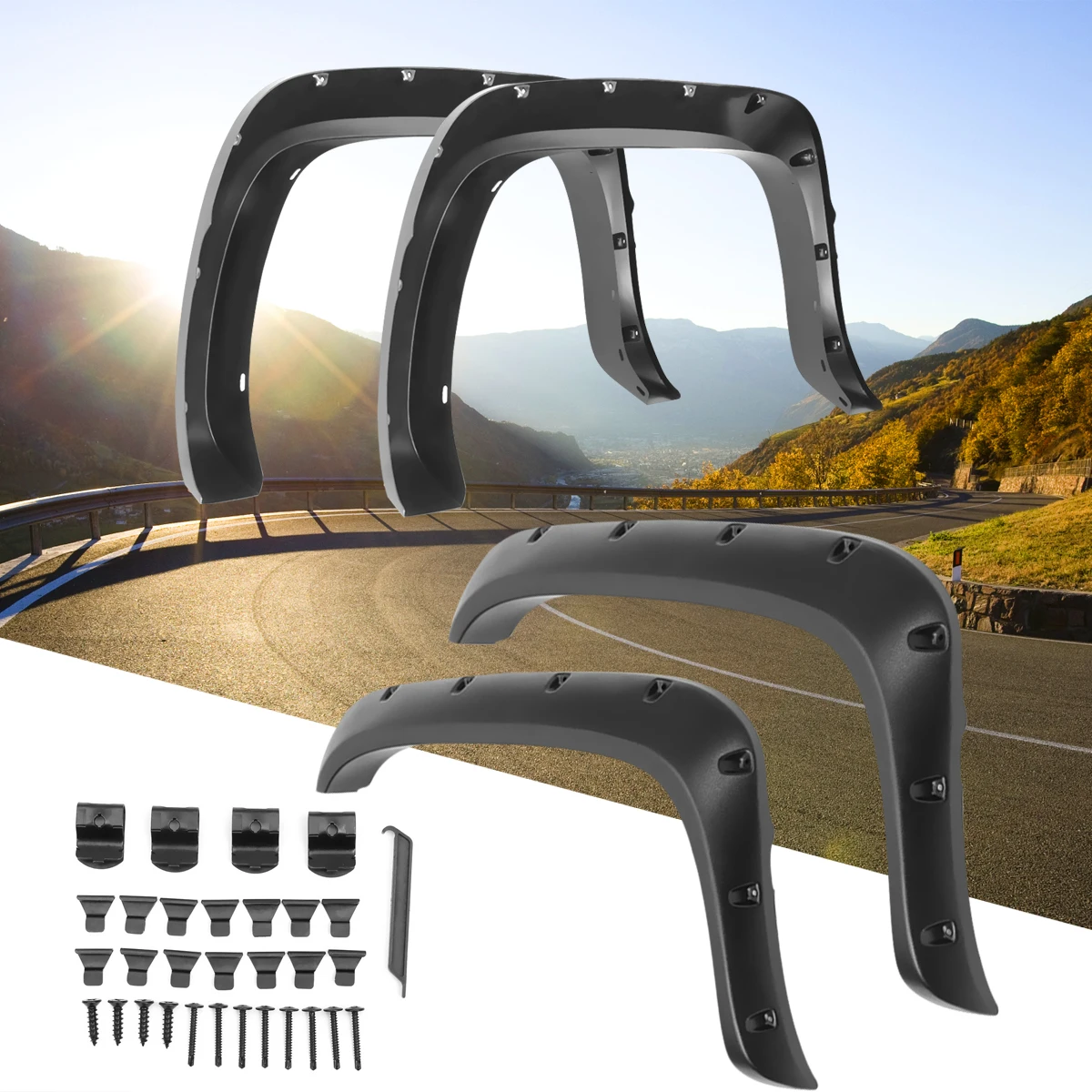 

Car Front +Rear wheel For Fender Flares For Dodge Ram 1994-2002 1500 2500 3500 For Pocket Rivet Wheel Arch