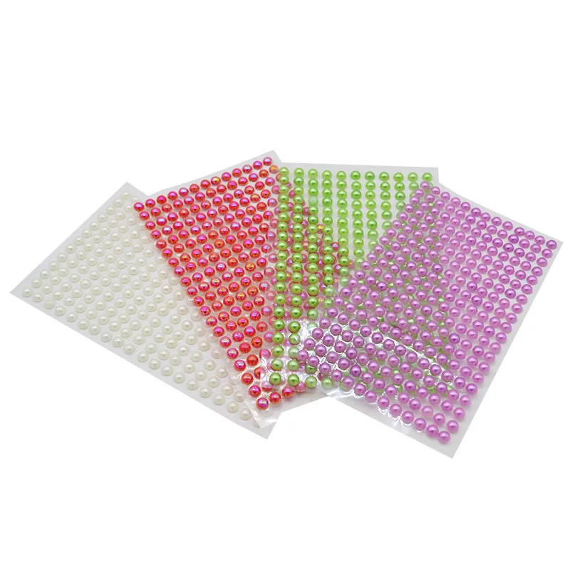 1 sheet 6mm bright colour pearl crystal flatback rhinestones car diamond sheet stickers