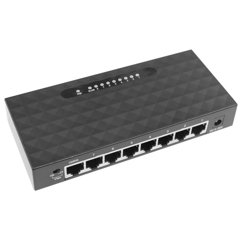 Koop 8 poort Hubs 1000 Mbps Gigabit Ethernet Desktop Switch Snelle Netwerk Hoge Integratie Plug en Play