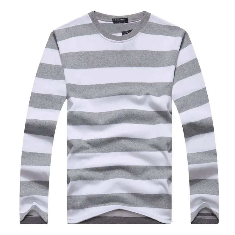 Cotton T-shirts Men Long Sleeve Mens TShirt Spring Autumn Brand Striped Male T shrits Dress Global Shopping Festival Drop-Ship 05