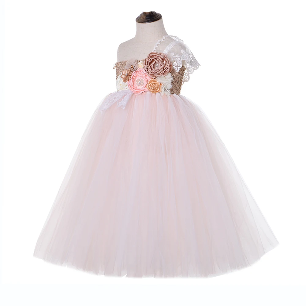 Lilacs Toddler Girl Christmas Tutu Dress Girls Frock Children Nova Ankle Length Lace One Shoulder Dress Kids Costume Princess 8T (10)
