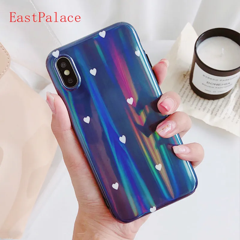 3D Holo Heart Rainbow Case for Iphone X XS MAX XR 10 8 7 Plus 6 6s 6plus 7plus Shell Holographic Hologram Soft Cover |