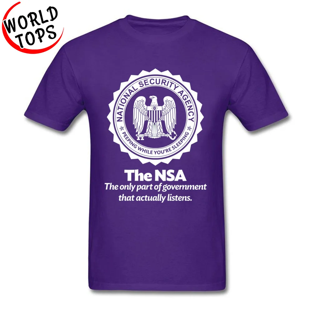 2018 Hot Sale Man Tops Shirts The NSA 6316 Personalized Tshirts Cotton Fabric Short Sleeve Custom Tees Round Collar The NSA 6316 purple