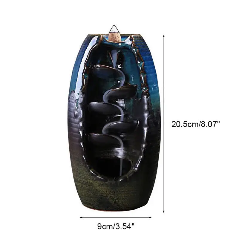 Модный керамический обратный поток водопад дым Курильница держатель домашний декор 10x конусов