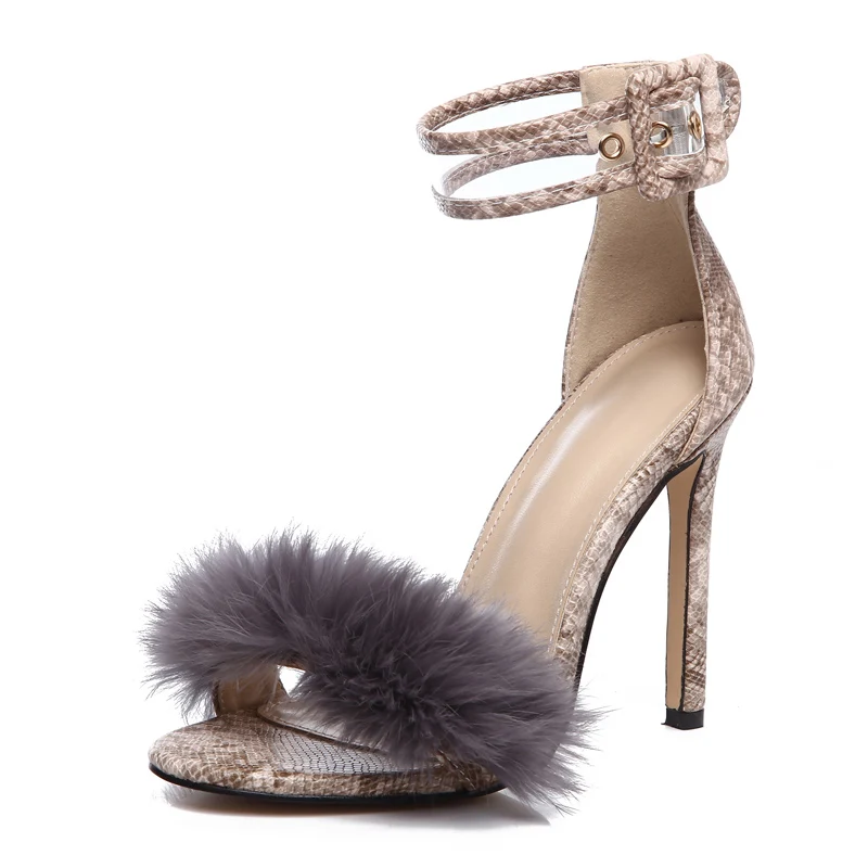 Teahoo/летние женские прозрачные босоножки; туфли-лодочки на высоком каблуке; свадебные босоножки с искусственным мехом; модные модельные туфли для вечеринки; женская обувь; большие размеры 10, 11 - Цвет: Snake Sandals
