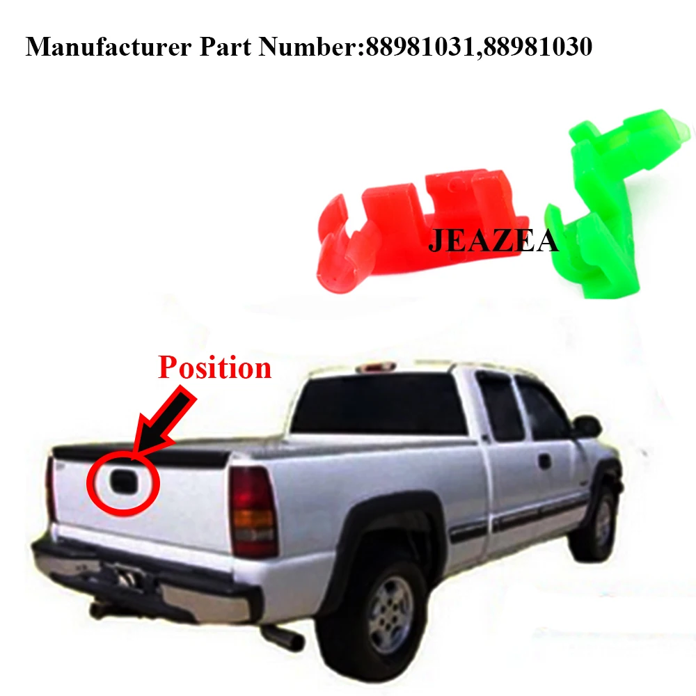 

JEAZEA 2Pcs 88981031 88981030 Left Right Plastic Tailgate Handle Rod Clip For Chevrolet Silverado GMC Sierra 2004 2005 2006
