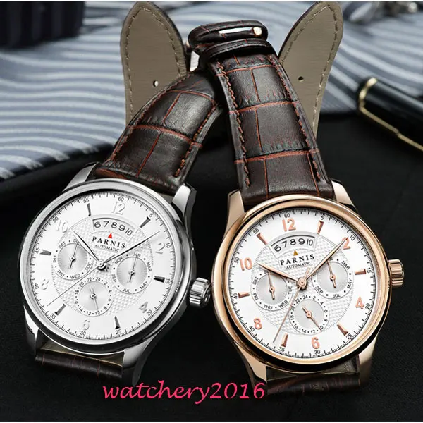 Часы parnis черные белые с циферблатом 42 мм 2019|watch brand men|watch menwatch men |