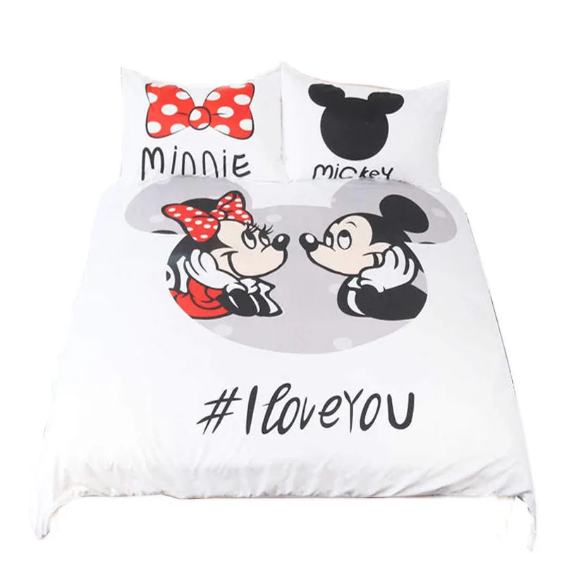 King Size Mickey Mouse Minnie Bedding Set Twin Full Queen Cute
