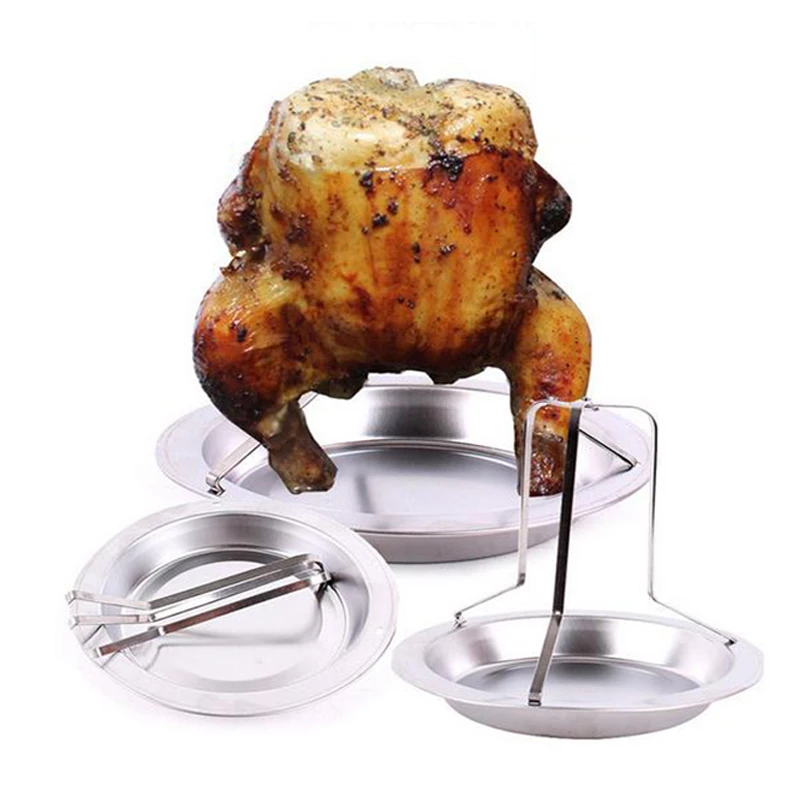 Sinwo Chicken Roaster Rack Stainless Steel Roaster Chicken Holder with Drip Pan Upright Roaster Rack BBQ Stand Sinwo Chicken Roaster Rack Stainless Steel Roaster Chicken Holder with Drip Pan Upright Roaster Rack BBQ Stand