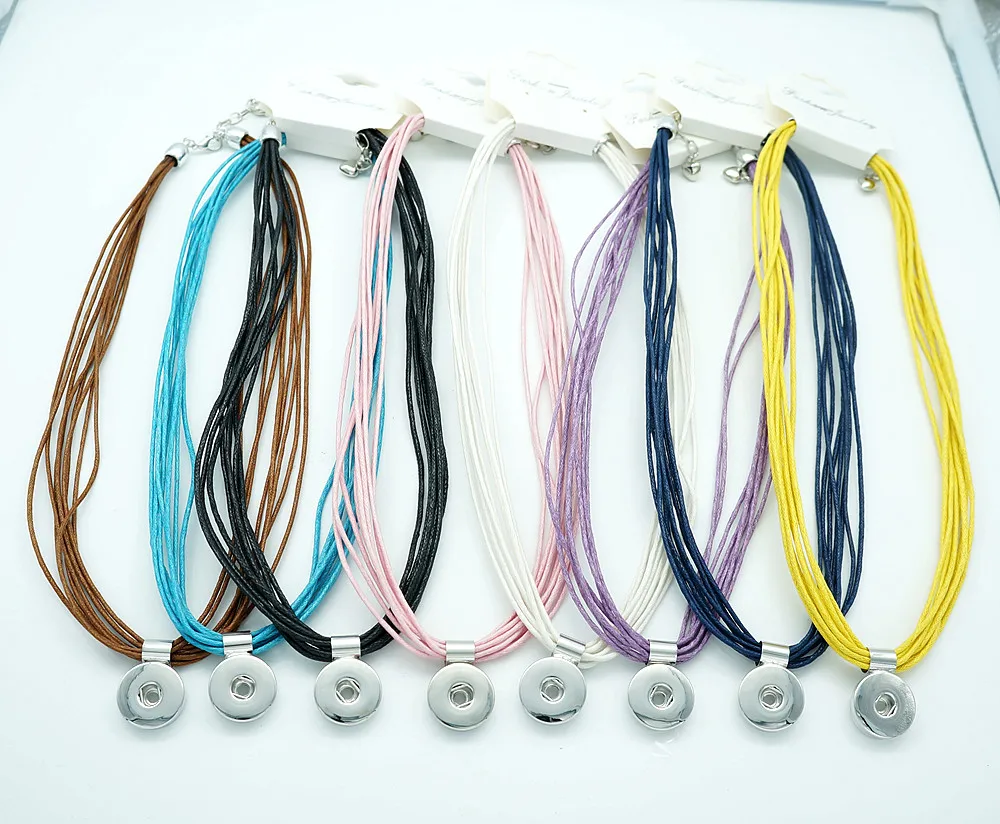 

New DJ0094 Colorful Multilayer leather Snap necklace 50cm fit DIY 18MM snap buttons jewlery wholesale