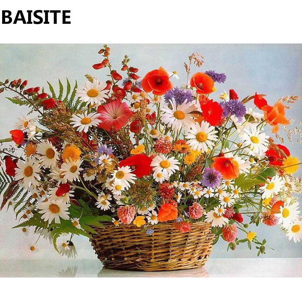 BAISITE DIY картина маслом в рамке по номерам цветы картины холст для гостиной стены