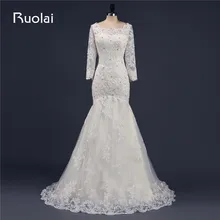 Real Luxury Wedding Dresses 2017 Long Sleeves Scoop Appliques Crystal Beads Long Bridal Gown Custom Made Wedding Dresses FW75