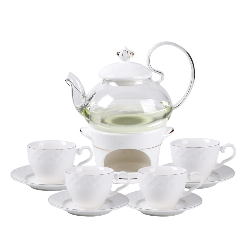 European creative flower tea set with ceramic glass teapot afternoon