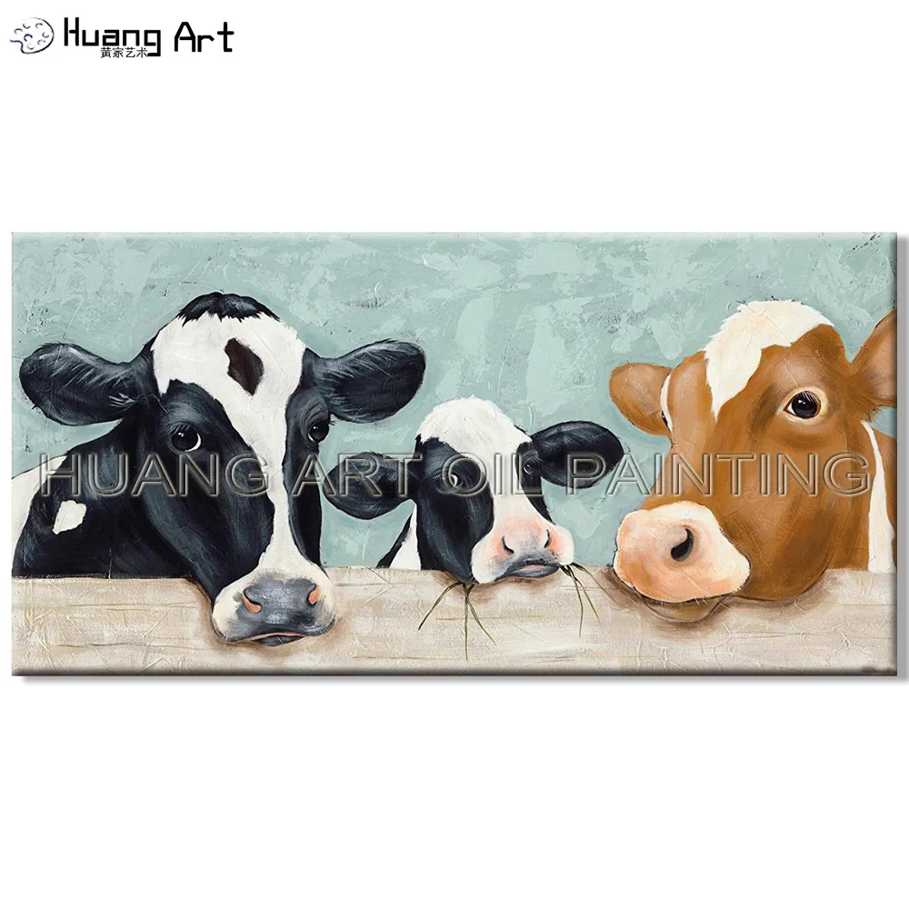 Buy Funny Designed 3 Cow Family Oil Painting on Canvas Artist Hand painted