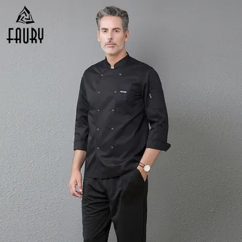 

Chef Cuisinier Kitchen Work Jackets Long Sleeve Double Breasted Cocina Restaurant Cooking Uniforms Food Service Coat Overalls