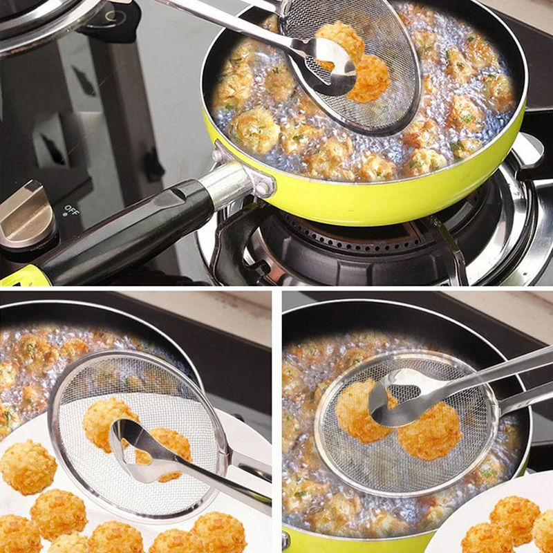 

Multi Function Kitchen Colander Stainless Steel Food Strainer with Clamp Home Kitchen Cooking Tool Heat Resistant 28 x 10cm