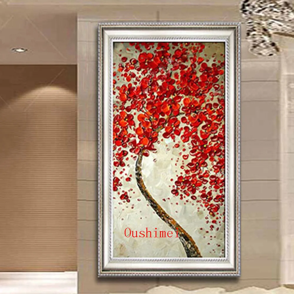 

Ручная роспись абстрактный нож картина маслом Висячие картины современное красное дерево Пейзаж Настенная картина домашний декор холст картина