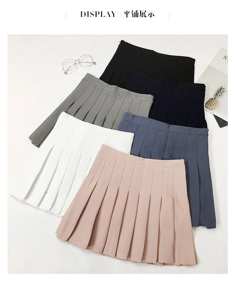 Новые плиссированные юбки в стиле Лолиты с высокой талией Harajuku, мини-Матросская юбка трапециевидной формы для девочек, юбки японской школьной формы большого размера