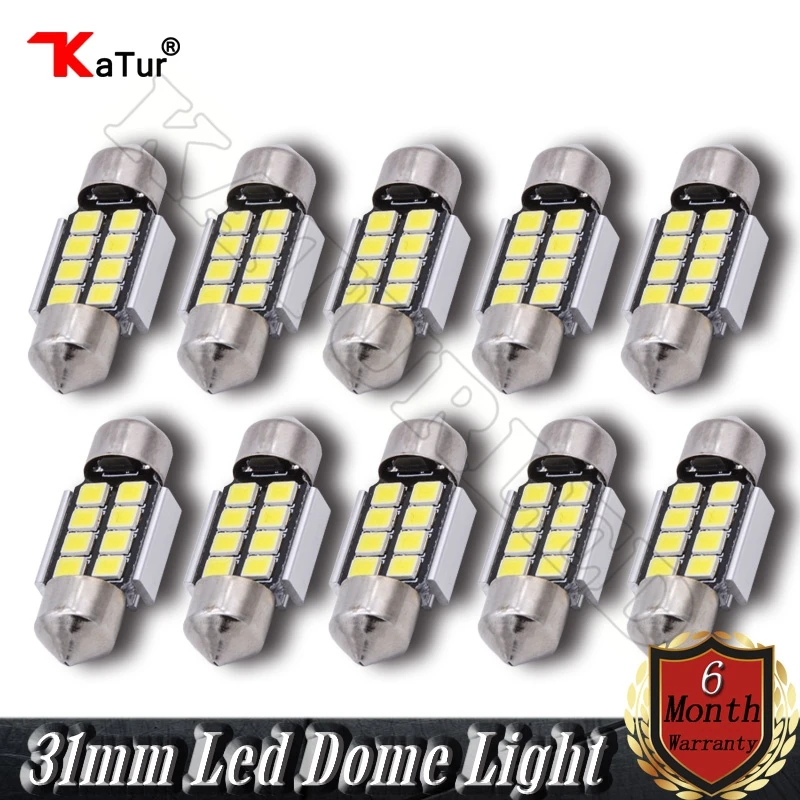 

10x 1.25'' 31mm Dome Light 2835 Chipsets Aluminum CanBus DE3175 DE3021 DE3022 6428 7065 LED Festoon Car Interior Door Map Lights