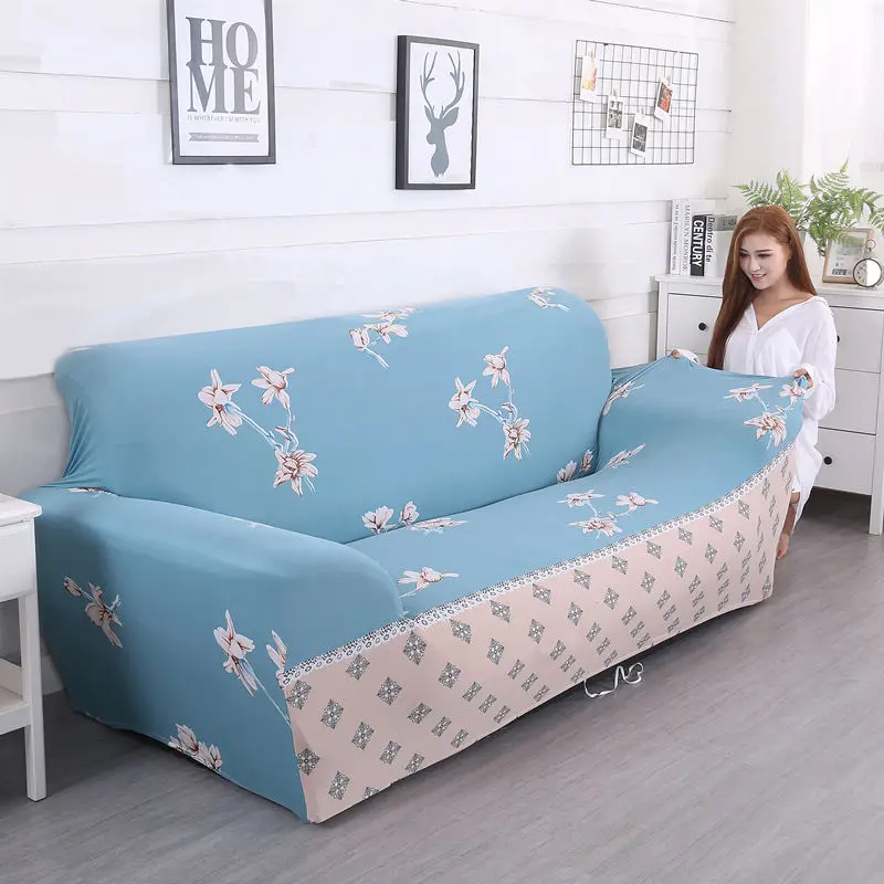 1/2/3/4 Seater Polyester Korean Style Sofa Cover All-inclusive Elastic Couch Cover for Living Room Print Sofa Slipcover