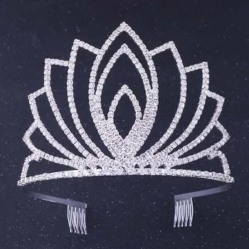 

FORSEVEN Women European Style Tiaras and Crowns Bridal Wedding Silver Color Headbands With Comb Ladies Luxury Crystal Headpieces