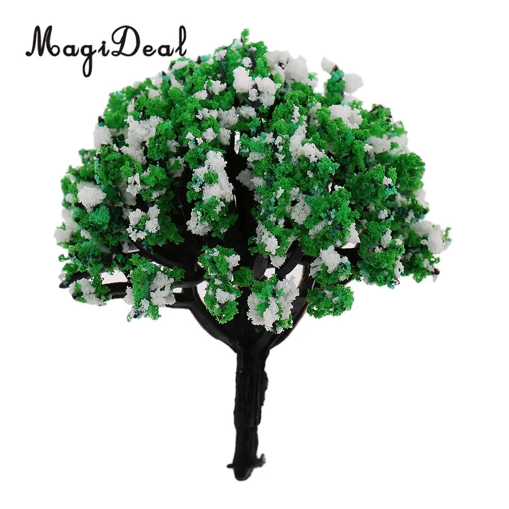 MagiDeal 10Pcs 1/200 Scale Model Flower Trees Green Train Railroad Scenery Landscape for Diorama Model Layout Toys 5Colors