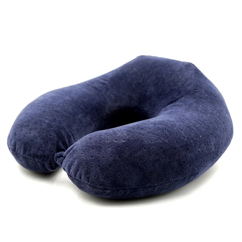 CAMMITEVER 30 см u-образную Память Пена шеи подушки мягкие медленный отскок пространство дорожная подушка одноцветное шеи шейки здравоохранения постельные принадлежности - Цвет: blue