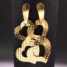 Длинные серьги из нержавеющей стали модные ювелирные изделия панк Сердце золотистого цвета женские Украшения, Серьги pendientes E612292