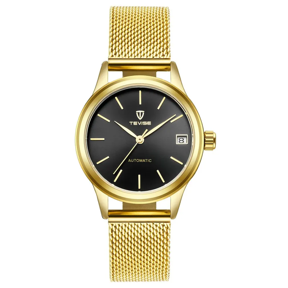 

Women Mechanics Round Dial Wrist Watch Fashionable Ladies Casual Stainless Steel Net Wristwatches Best Gift
