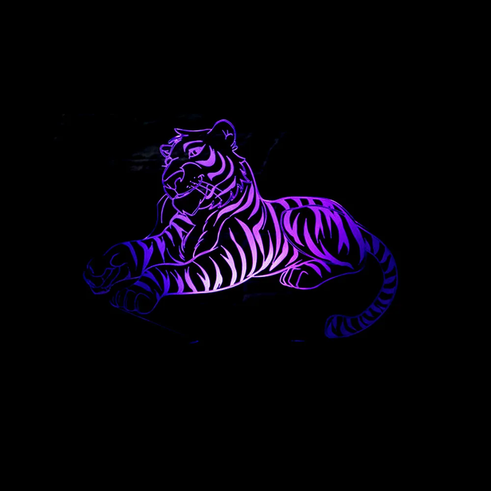 

7 Color Changing Mood Usb 3D NightLight Tiger Table Lamp Visual Animal Bedside Sleep Lighting For Kid'S Gifts Lighting Fixture