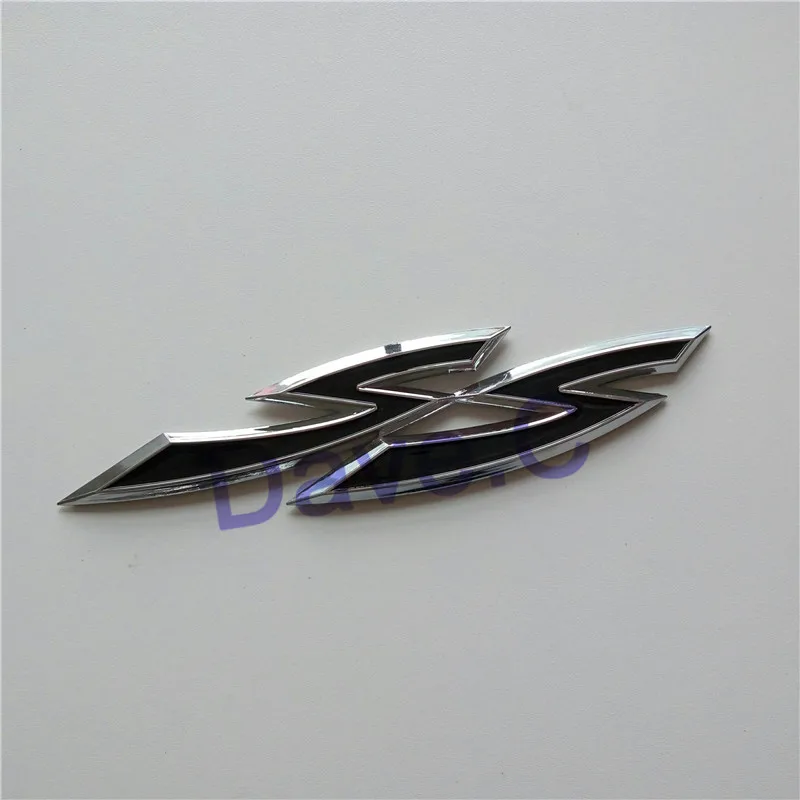 

Car SS Logo 3D Letter Sticker Black Chrome ABS Tail Emblem Rear Trunk Decal Badge