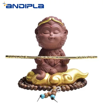 

Authentic Yixing Purple Clay Tea Pet Chinese Handmade Lucky Monkey Figurines Kung Fu Tea Set Desktop Decoration Car Ornaments