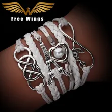 Vintage Fashion Infinite Multilayer Leather Bracelets Love Anchor Rudder 8 Bracelets For Women Charm Jewelry Accessories