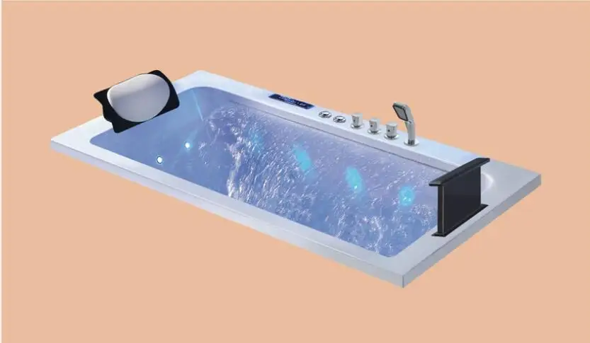 

1700mm Drop-in Whirlpool Bathtub Acrylic Hydromassage Embedded Surfing Colourful Lights Lifting TV Waterfall Tub NS6012