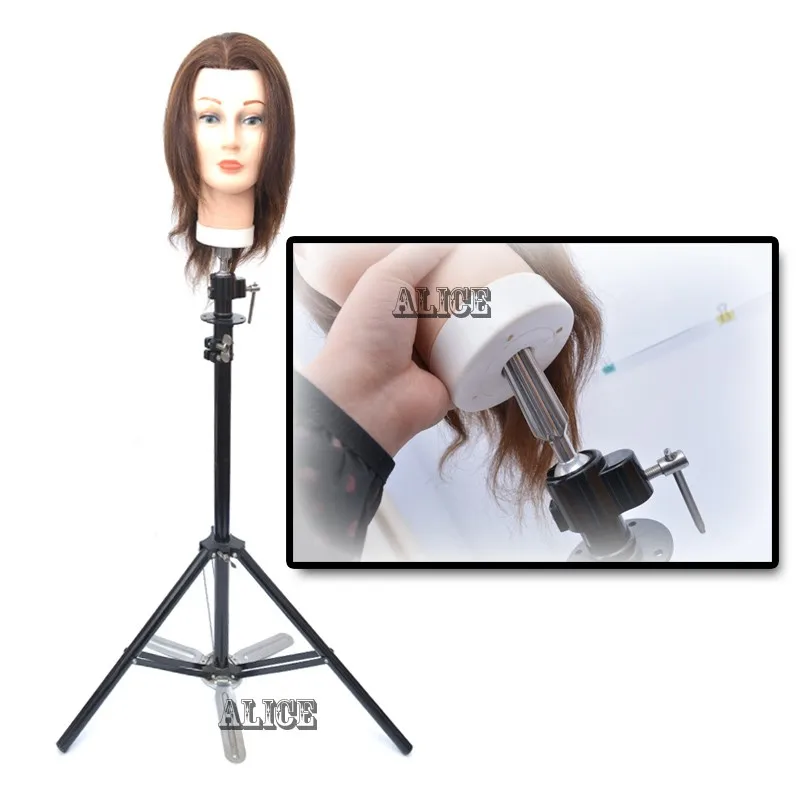 Steel Mannequin Tripod Stand Hair Salon Adjustable Tripod Wig Stand Hairdressing Training Head Clamp Holder
