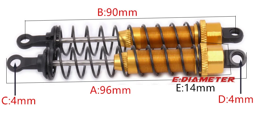 Сплав 96 мм передний и задний амортизатор масляного заслонки для радиоуправляемой модели автомобиля 1-12 Wltoy 12428 12423 0016 0017 грузовик короткие детали