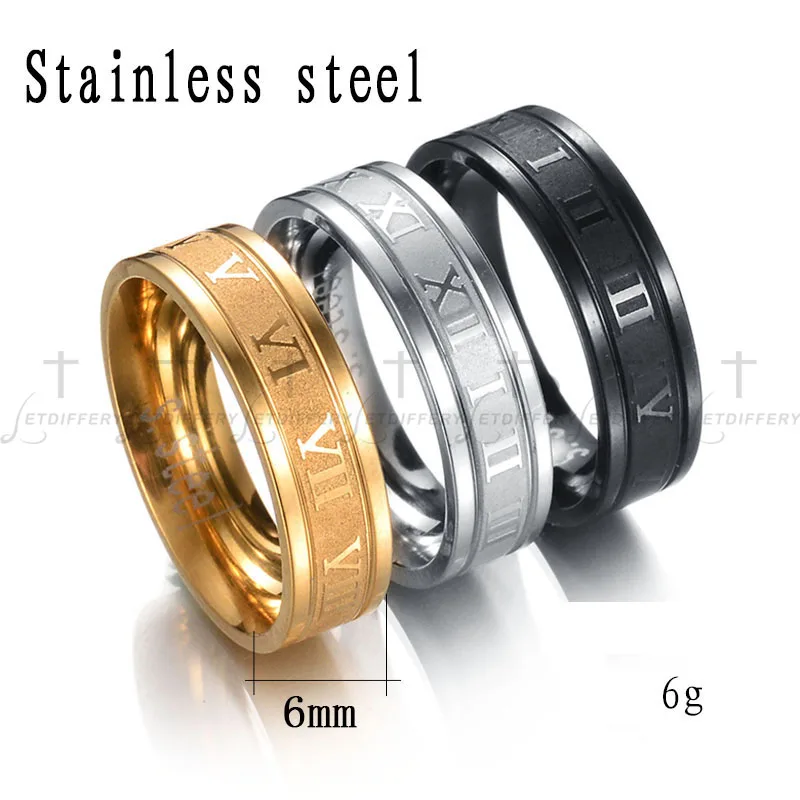 Gold-Color Roman Numerals Ring Stainless Steel Men Women Biker Ring Bijoux Bague Femme Anillos Mujer wedding rings,signet ring,round rings,cross rings,temperature rings,silver ring,womens ring,fidget rings,couple rings,cubic zircon ring,turkish rings,finger rings,jewelry rings,ring jewelry,anime rings,moissanite ring,survival ring