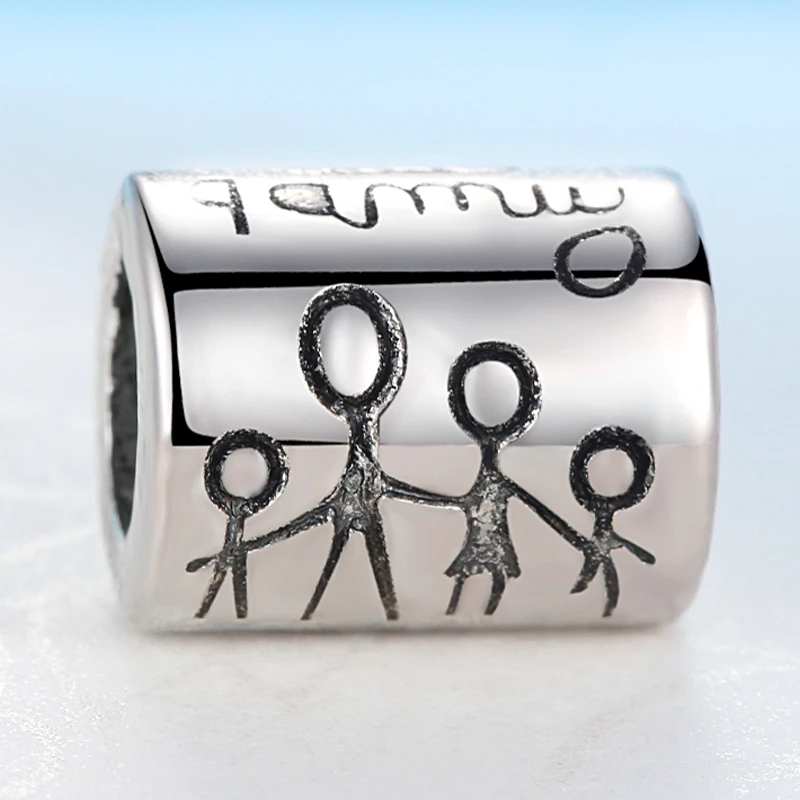 

2019 New Silver Beads Charm with Happy Family Diy Bead Charms Fit Pandora Bracelets Women Bracelets & Bangles Jewelry Gift
