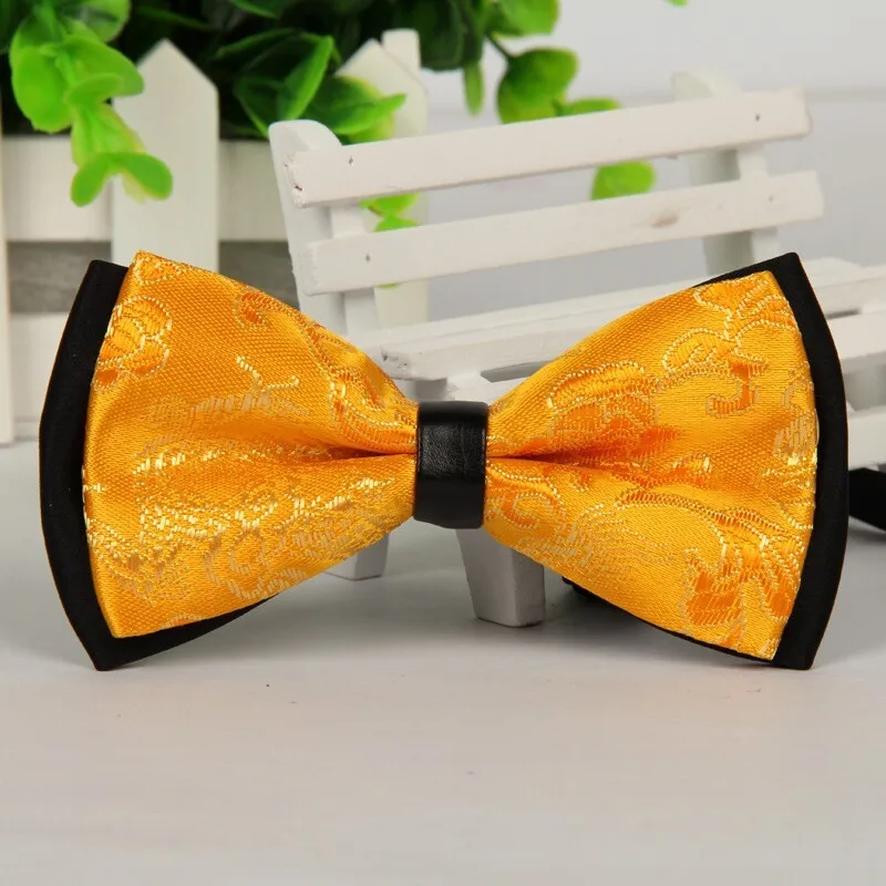 

SHENNAIWEI 2016 Mens Jacquard bowtie yellow 12cm*6cm