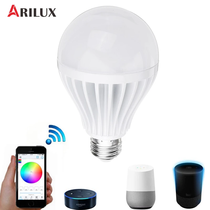 

ARILUX E27 11W RGBW Smart WIFI APP Voice Control LED Light Bulb Work with Alexa Google Home AC100-265V