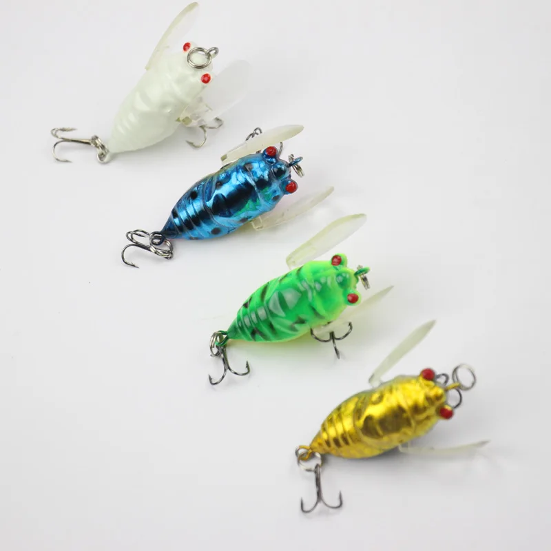 

1PCS Fishing Lures Bait Insects hard bait three hooks bionic cicada bait 6g Warped mouth bass kill