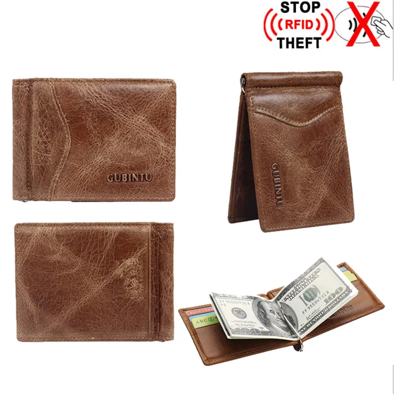 

New Men's Women's Genuine Leather RFID Wallet ID Credit Card Holders Billfold Purse Magic Slim Clip Soft Card Bag Protector