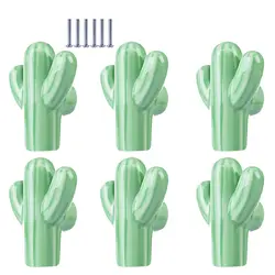 6 шт дети в форме кактуса керамическая дверная ручка выдвижной ящик для мебели шкаф кухонная ручка-светло-зеленый