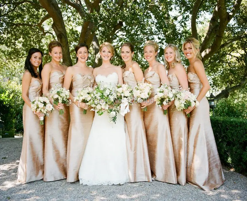 Fashionable Sweetheart Neckline Floor Length Bridesmaid Dresses Gold Color  Dress For Wedding|dress shirts custom made|dress lavenderdress hit -  AliExpress