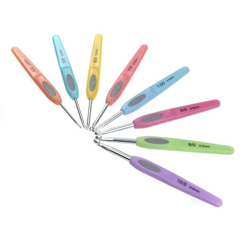 KOKNIT 8pcsset Crochet Hooks Plastic Handle Aluminum Crochet Needles 2.5mm-6.0mm Yarn Weave Knitting Needles DIY Craft Tools (8)