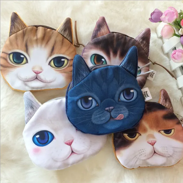 Новинка популярный 3D кошелек для девочек Женский на молнии с лицом миниатюрные