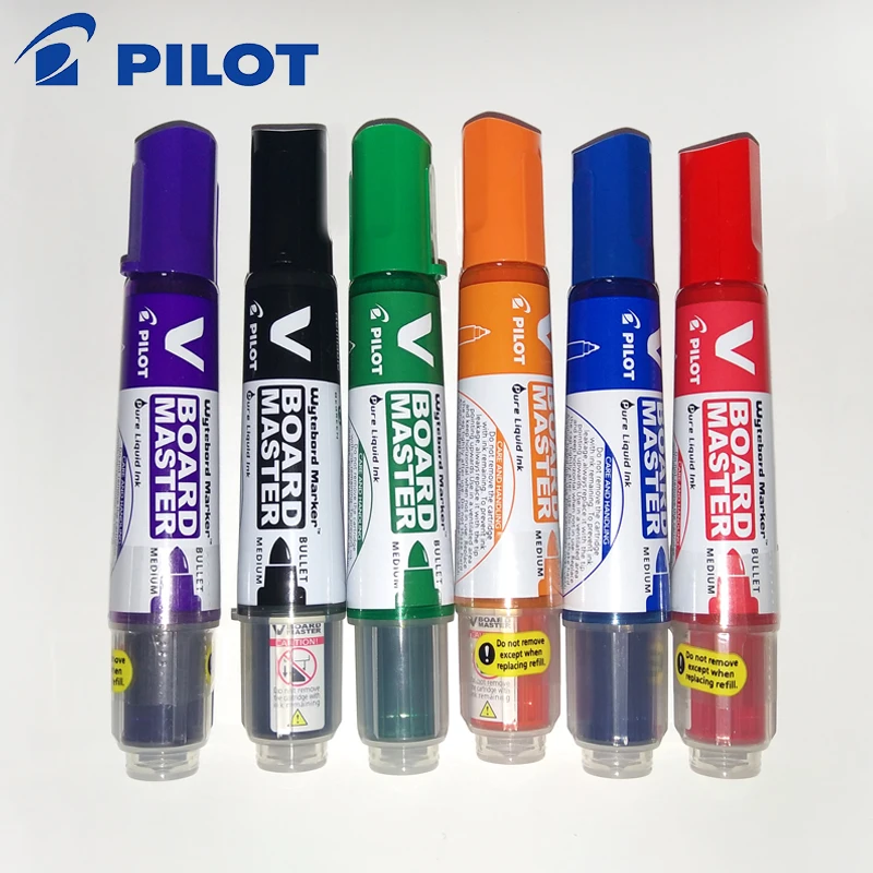

6pcs PILOT Whiteboard Pen V Straight Liquid Large Capacity Ink Whiteboard WBMAVBM Replaceable Core 6 Colors Optional
